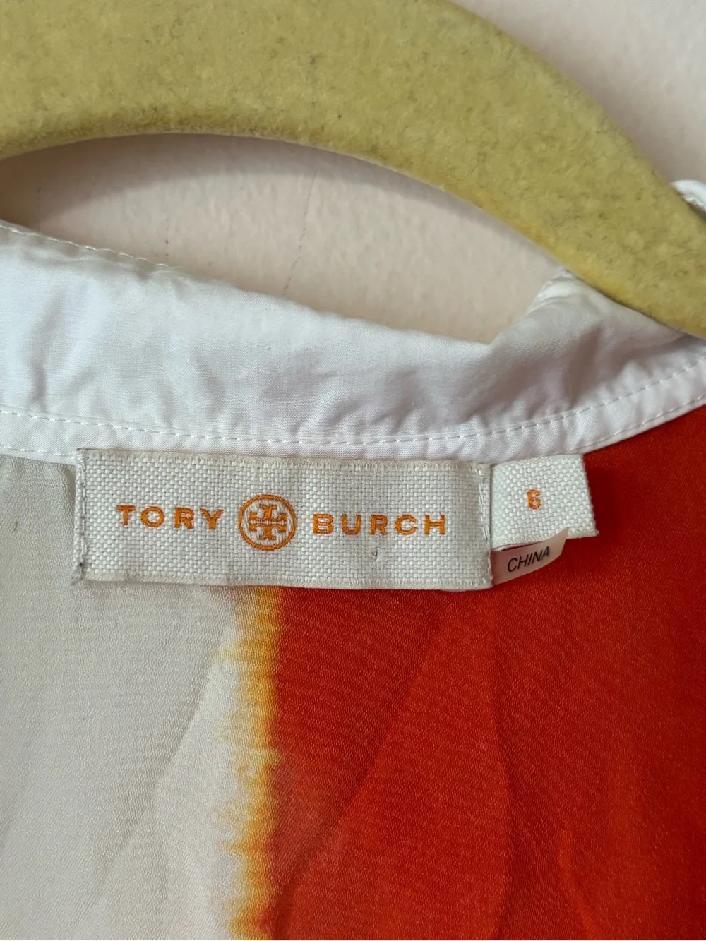 Tory Burch Striped Bullton Down Silk Blouse 6